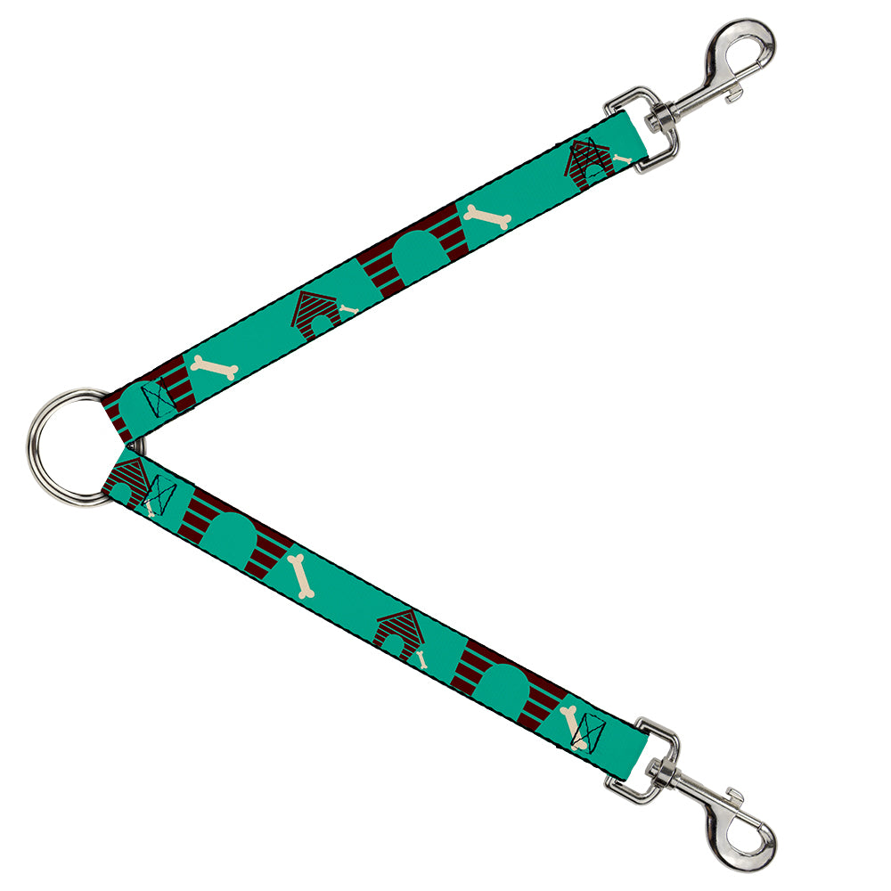 Dog Leash Splitter - Dog House & Bone Turquoise/Brown Dog Leash Splitters Buckle-Down   