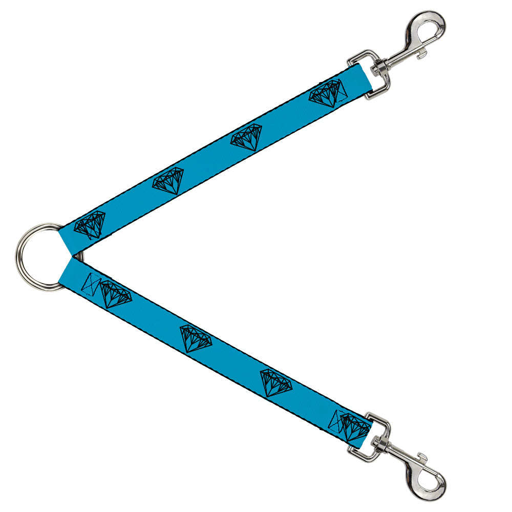 Dog Leash Splitter - Diamond Sketch Turquoise/Black Dog Leash Splitters Buckle-Down   