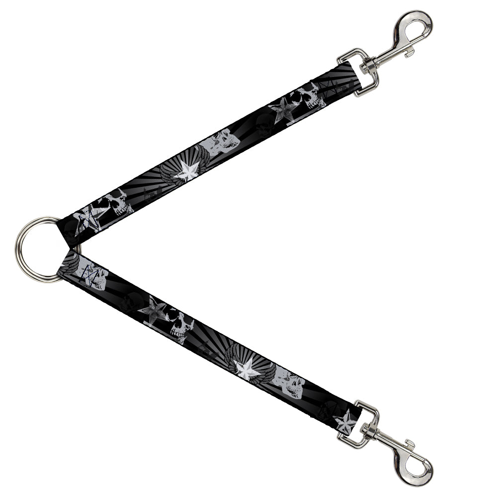Dog Leash Splitter - Die Hard Skulls & Stars1 Black/Grays Dog Leash Splitters Buckle-Down   