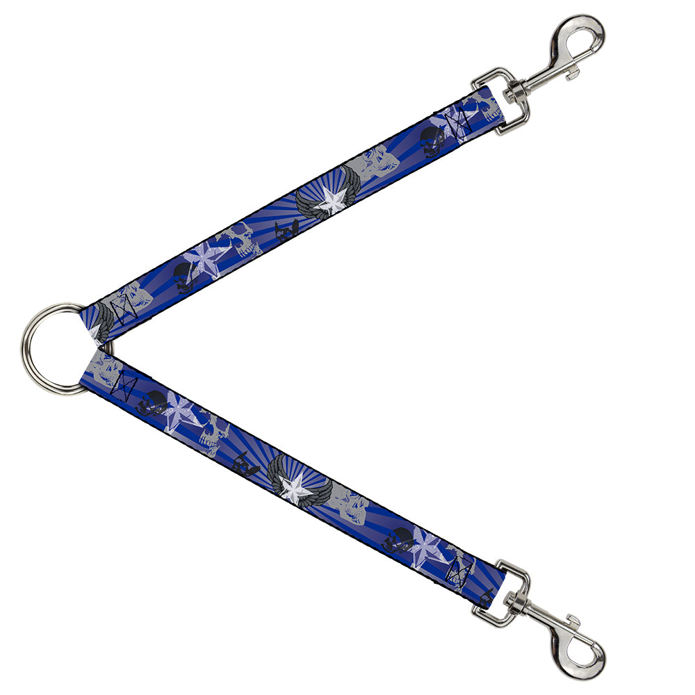 Dog Leash Splitter - Die Hard Skulls & Stars1 Blue/Grays Dog Leash Splitters Buckle-Down   