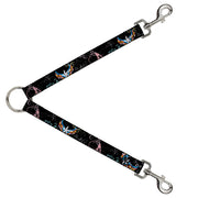 Dog Leash Splitter - Die Hard Skulls & Stars2 Black/Multi Color Dog Leash Splitters Buckle-Down   