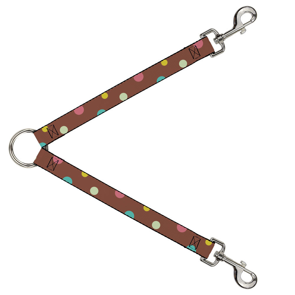 Dog Leash Splitter - Dots Brown/Multi Pastel Dog Leash Splitters Buckle-Down   