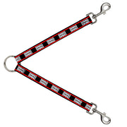 Dog Leash Splitter - Double SWAG Black/White/Red Stripe Dog Leash Splitters Buckle-Down   
