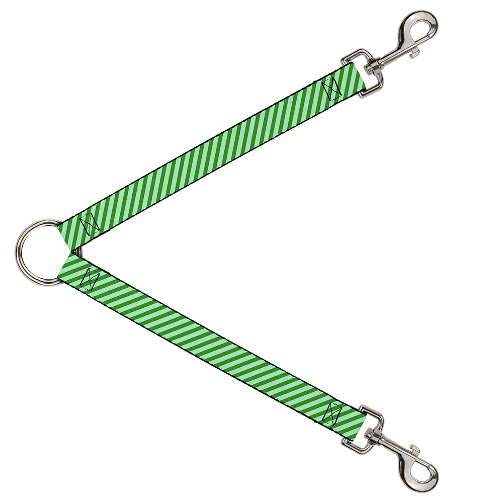 Dog Leash Splitter - Diagonal Stripes Pastel Greens Dog Leash Splitters Buckle-Down   