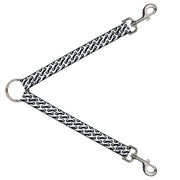 Dog Leash Splitter - Diagonal Handlebar Mustaches White/Black Dog Leash Splitters Buckle-Down   