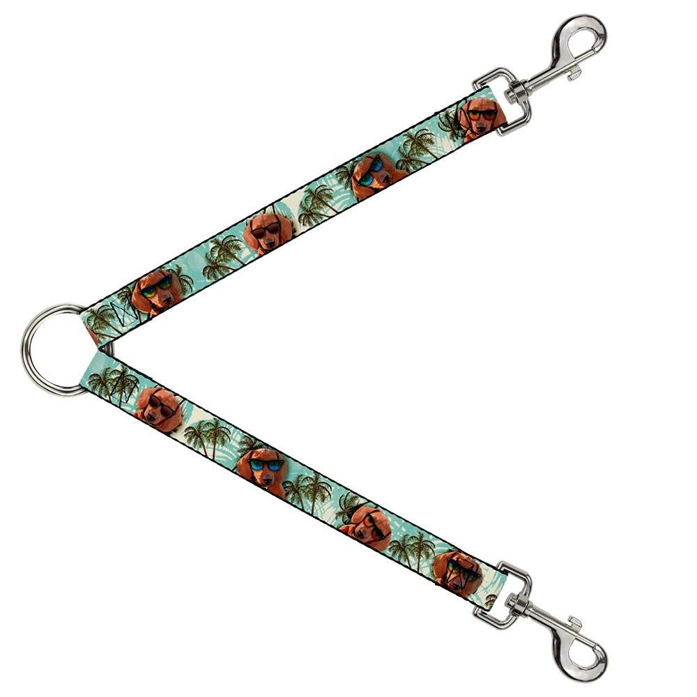 Dog Leash Splitter - Dachshund in Shades w/Palm Trees Dog Leash Splitters Buckle-Down   
