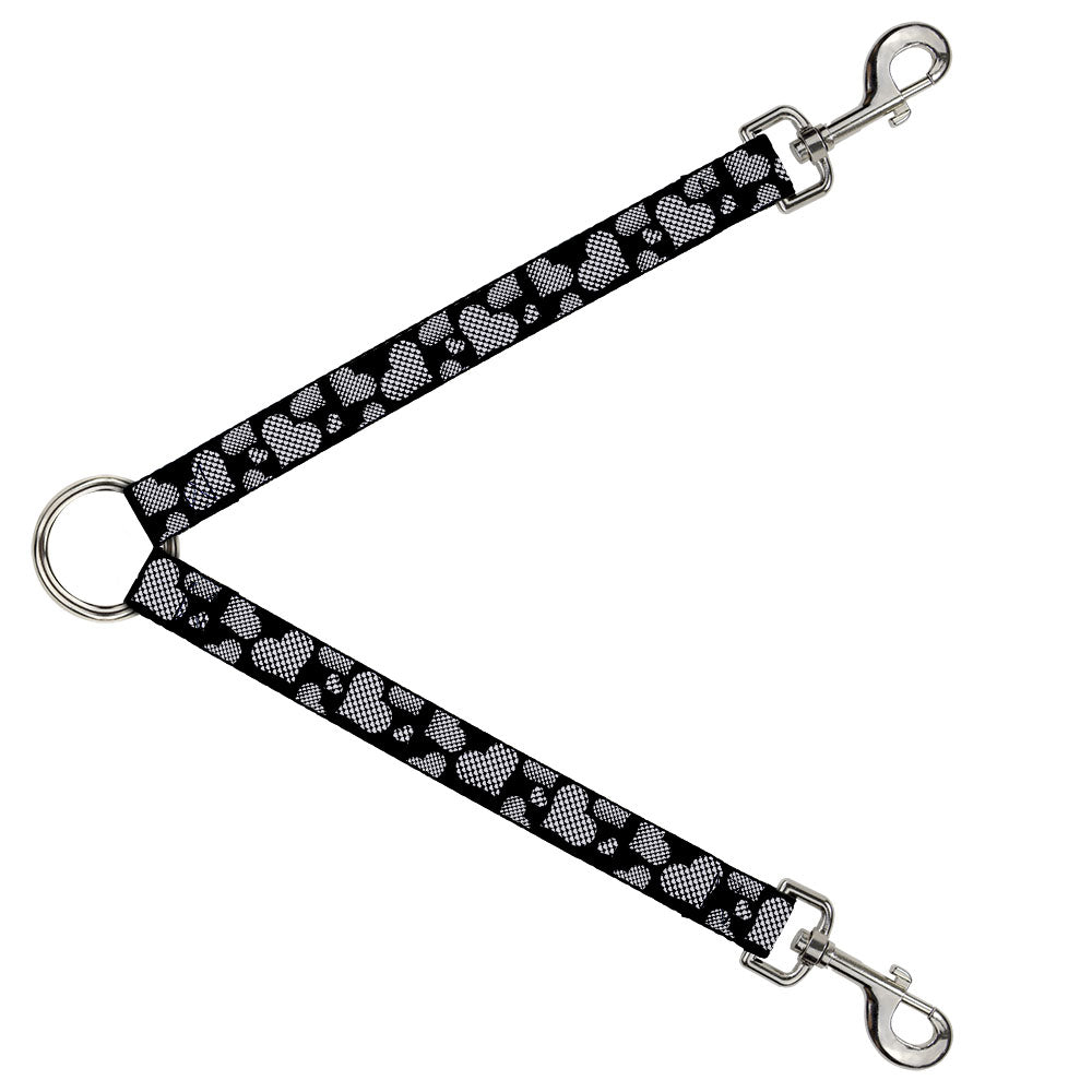 Dog Leash Splitter - Eighties Hearts Black/White Dog Leash Splitters Buckle-Down   