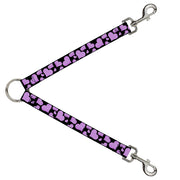 Dog Leash Splitter - Eighties Hearts Black/Fuchsia/White Dog Leash Splitters Buckle-Down   