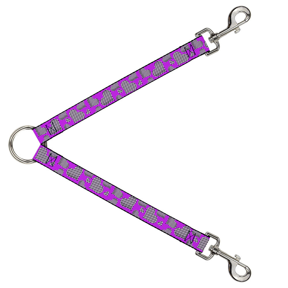 Dog Leash Splitter - Eighties Hearts Fuchsia/Black/White Dog Leash Splitters Buckle-Down   