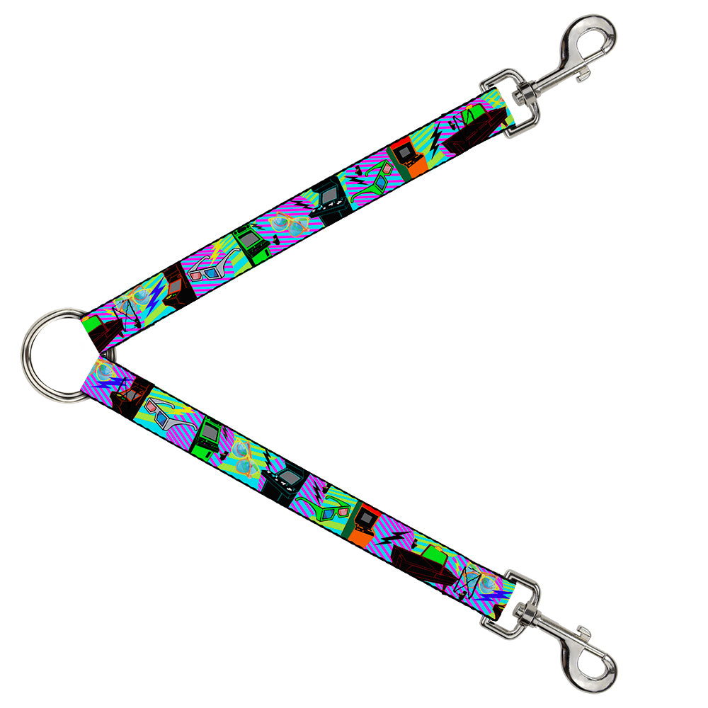 Dog Leash Splitter - Eighties Arcade Multi Neon Stripes Dog Leash Splitters Buckle-Down   