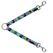 Dog Leash Splitter - Eighties Arcade Multi Neon Stripes Dog Leash Splitters Buckle-Down   