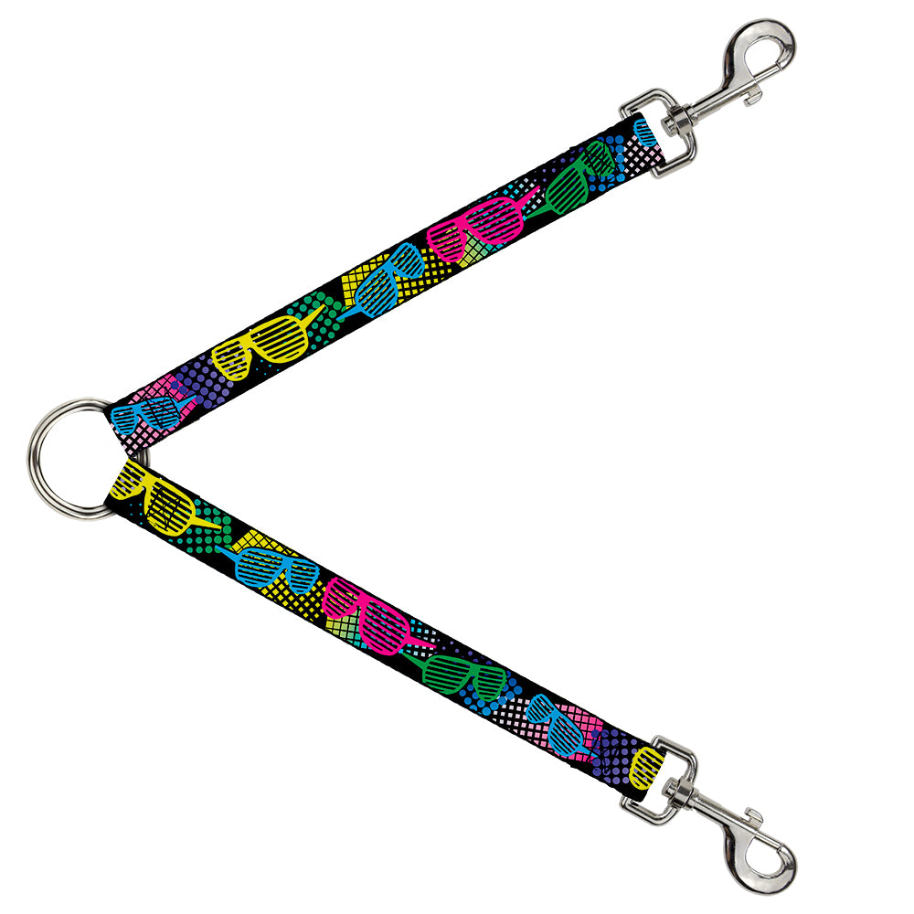 Dog Leash Splitter - Eighties Shades Black/Neon Dog Leash Splitters Buckle-Down   