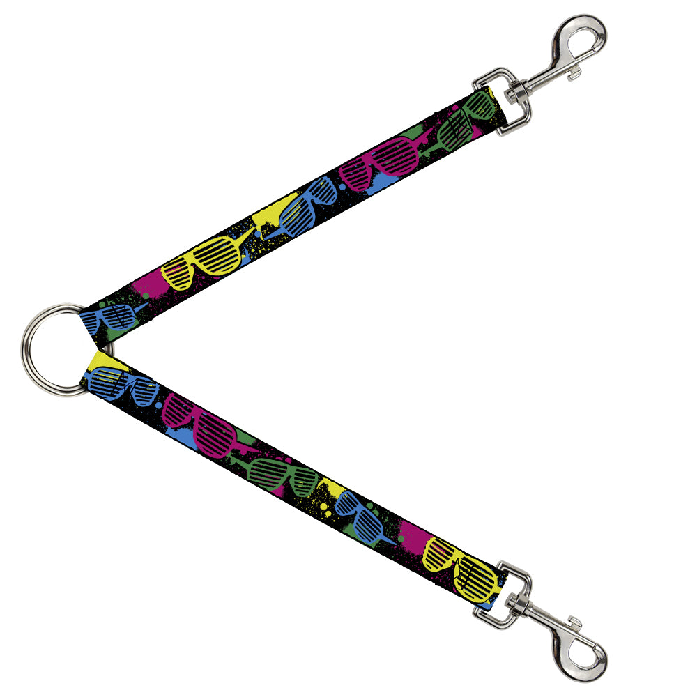 Dog Leash Splitter - Eighties Shades Splatter Black/Neon Dog Leash Splitters Buckle-Down   