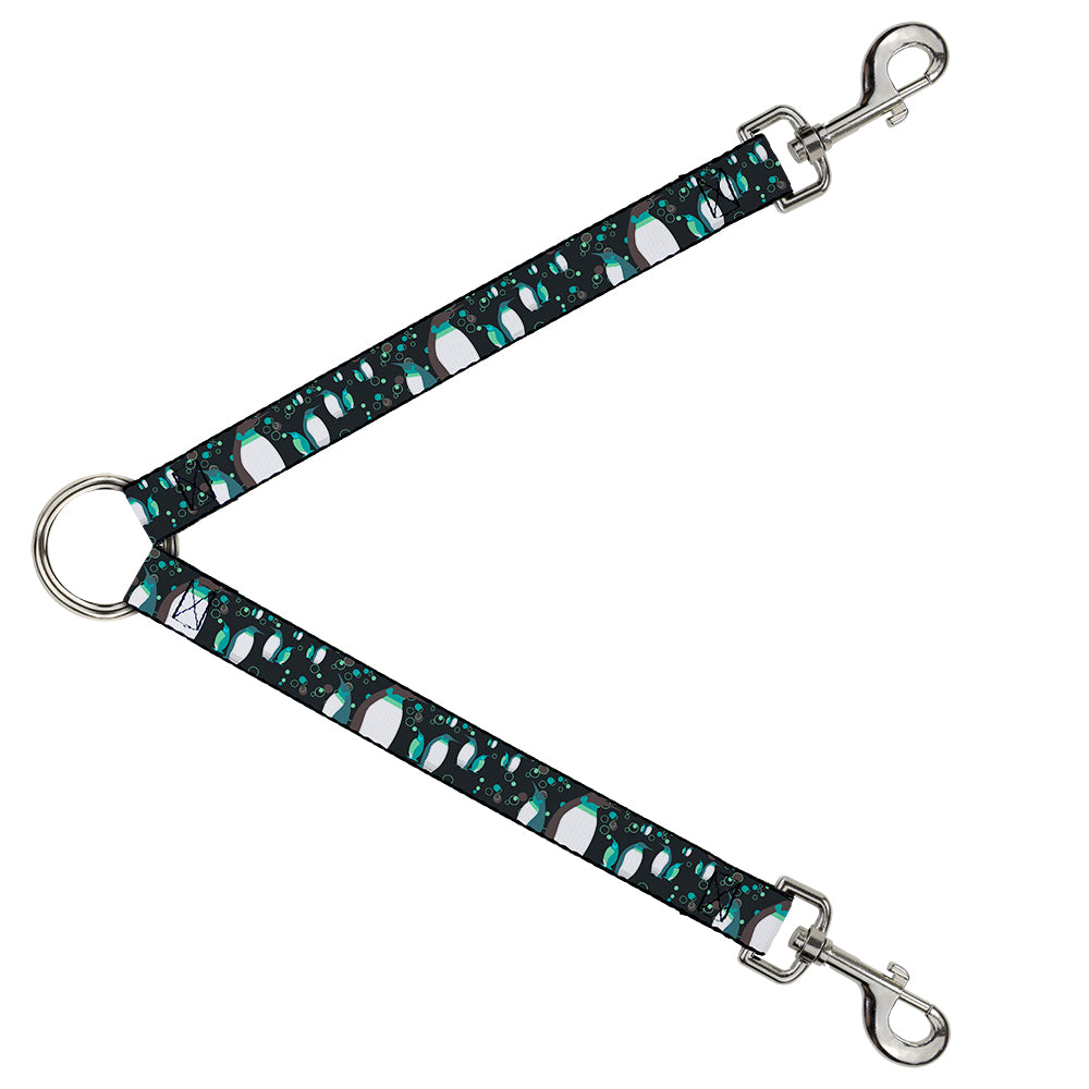 Dog Leash Splitter - Emperor Penguins w/Bubbles Black/Gray/Turqs Dog Leash Splitters Buckle-Down   