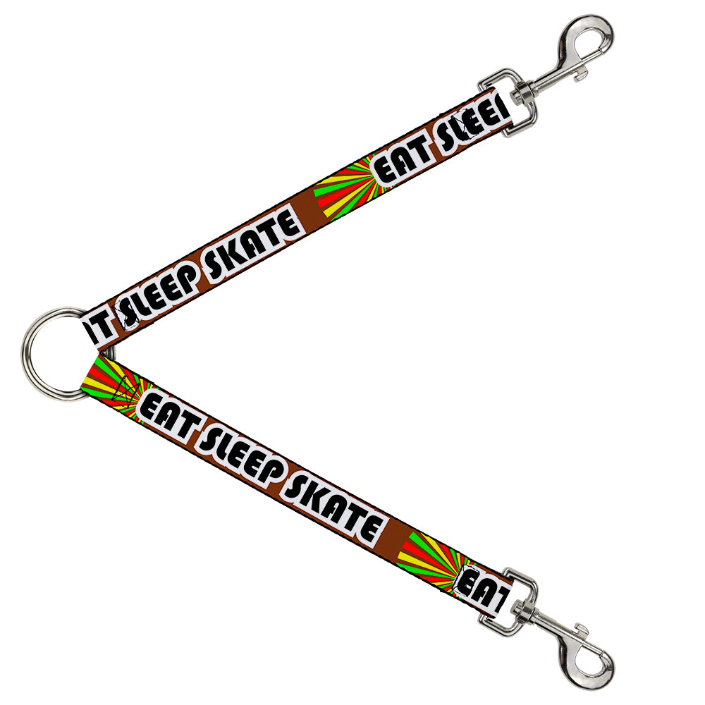 Dog Leash Splitter - EAT SLEEP SKATE Brown/Rasta Burst Dog Leash Splitters Buckle-Down   