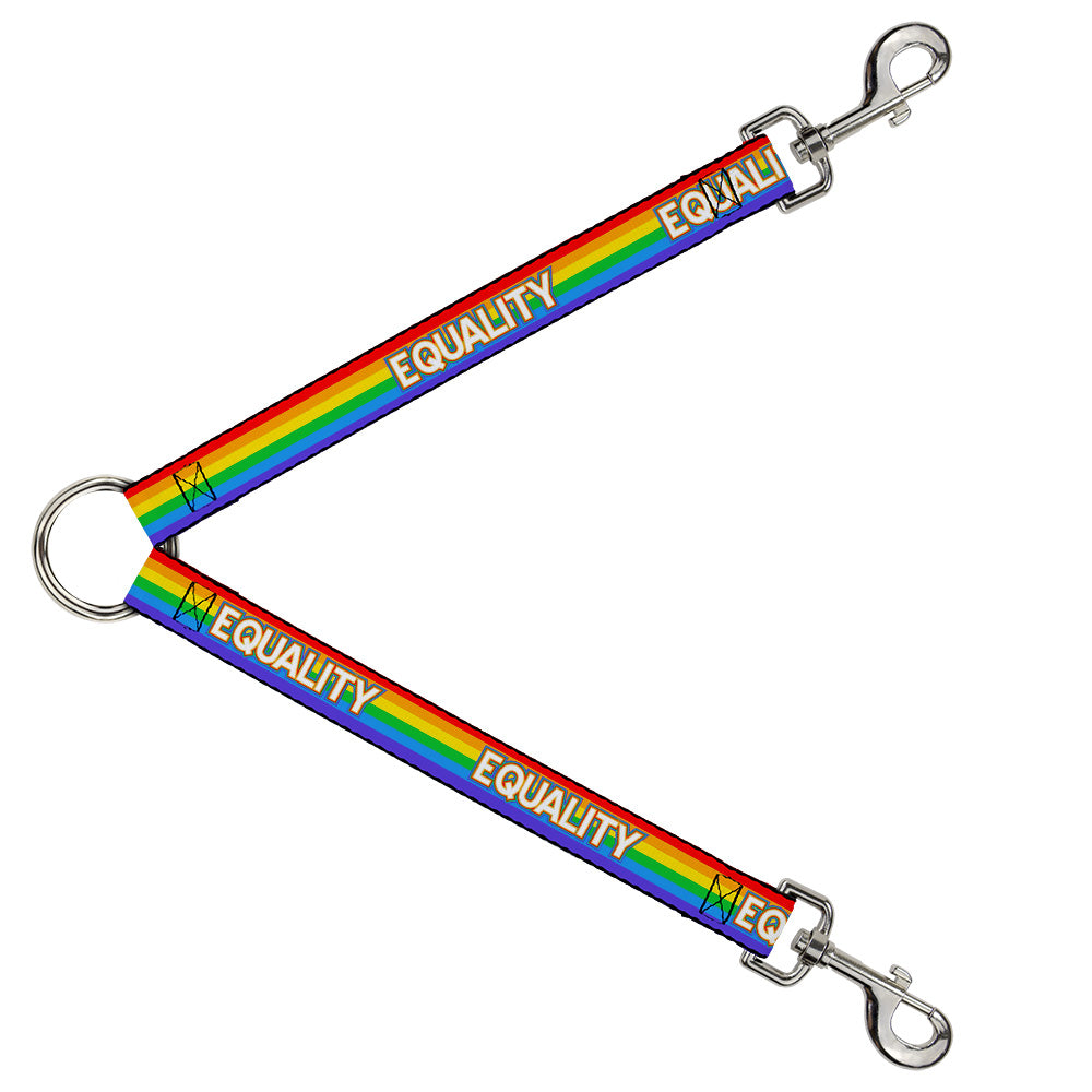 Dog Leash Splitter - EQUALITY Stripe Rainbow White Dog Leash Splitters Buckle-Down   