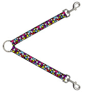 Dog Leash Splitter - Funky Skulls Hearts & Stars Black/Multi Color Dog Leash Splitters Buckle-Down   