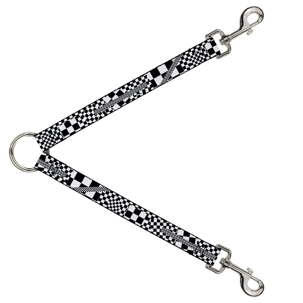 Dog Leash Splitter - Funky Checkers Black/White Dog Leash Splitters Buckle-Down   