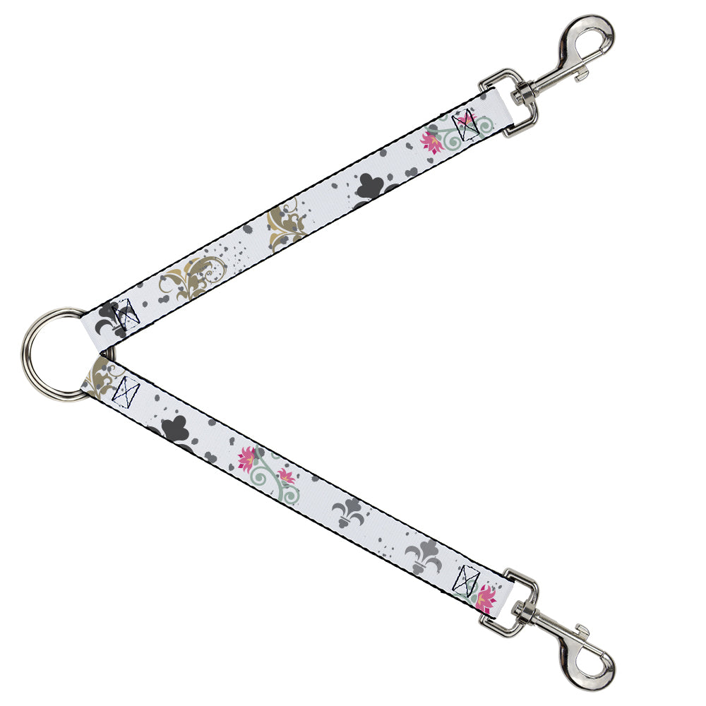 Dog Leash Splitter - Flower Splatter White/Gray Dog Leash Splitters Buckle-Down   