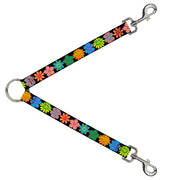 Dog Leash Splitter - Flowers Black/Multi Color Dog Leash Splitters Buckle-Down   