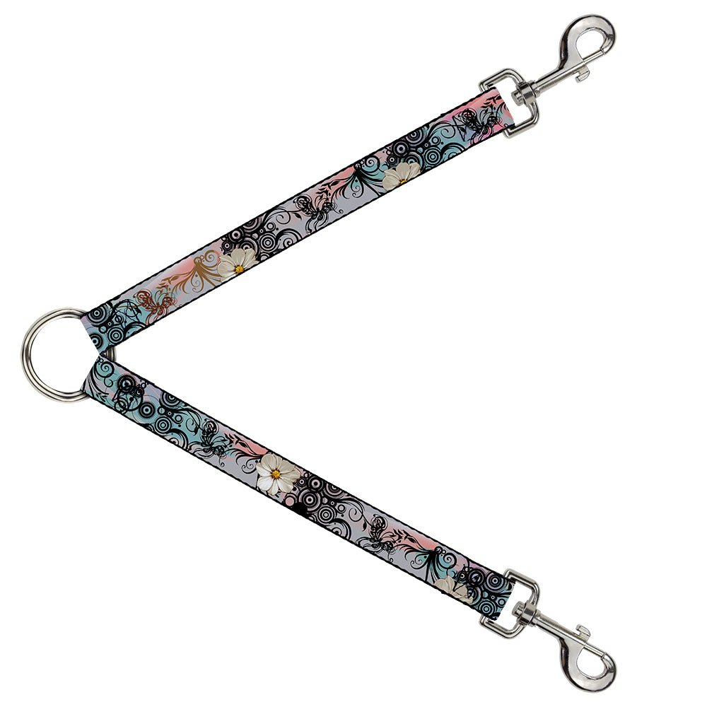 Dog Leash Splitter - Flowers w/Filigree Pink Dog Leash Splitters Buckle-Down   