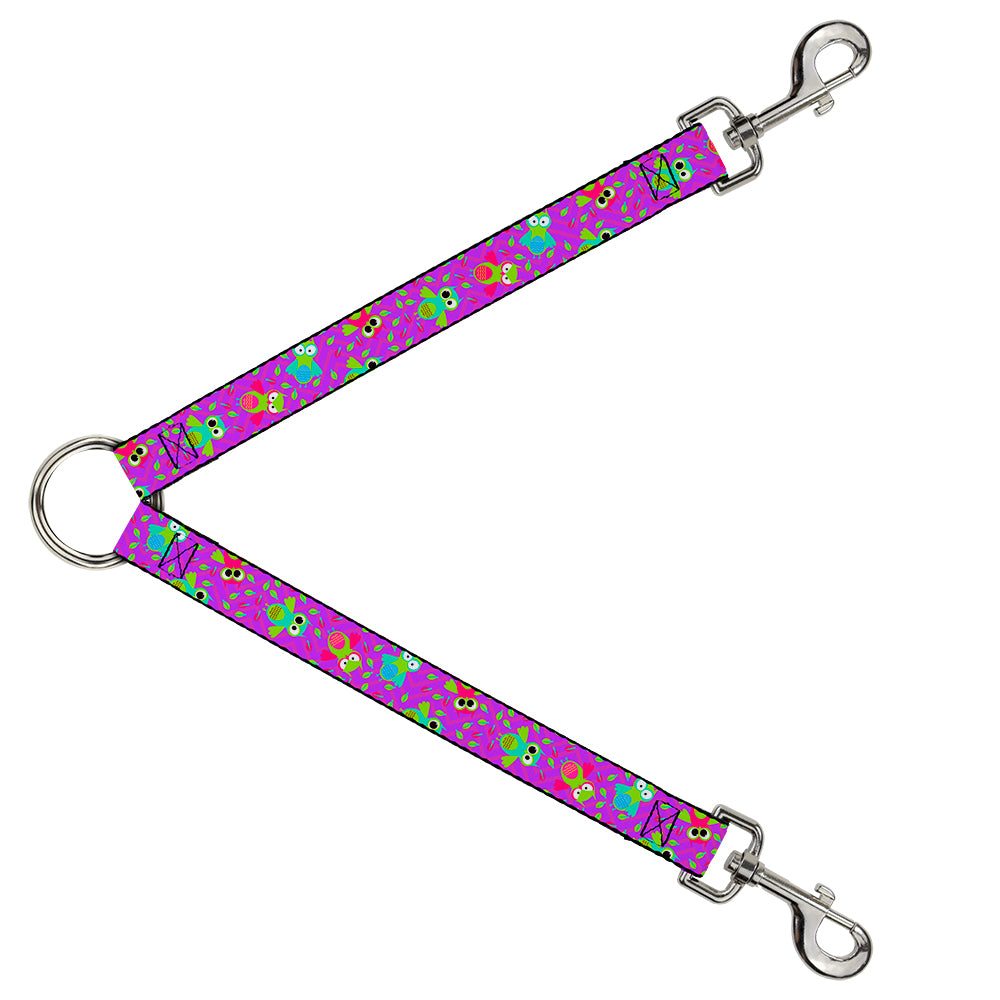 Dog Leash Splitter - Flying Owls w/Leaves Purple/Multi Color Dog Leash Splitters Buckle-Down   