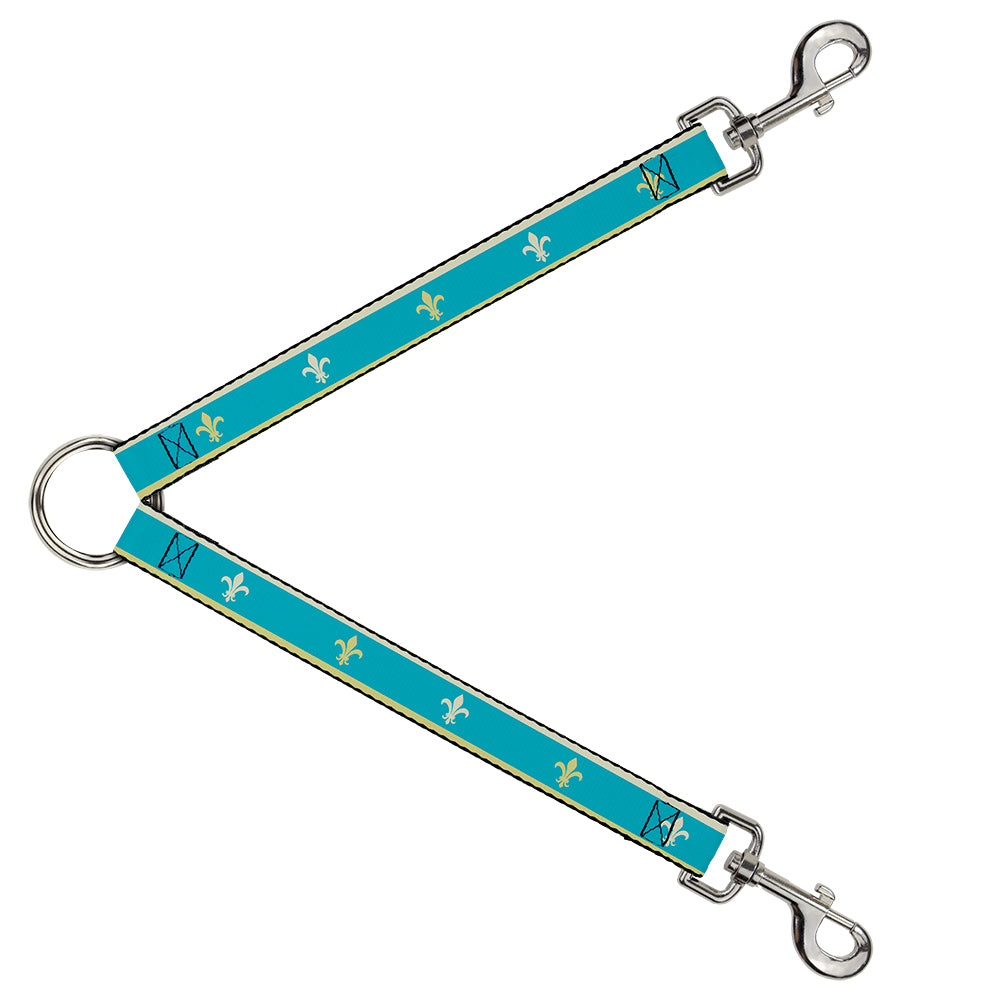 Dog Leash Splitter - Fleur-de-Lis2 Baby Blue/Tan/Lime Green Dog Leash Splitters Buckle-Down   