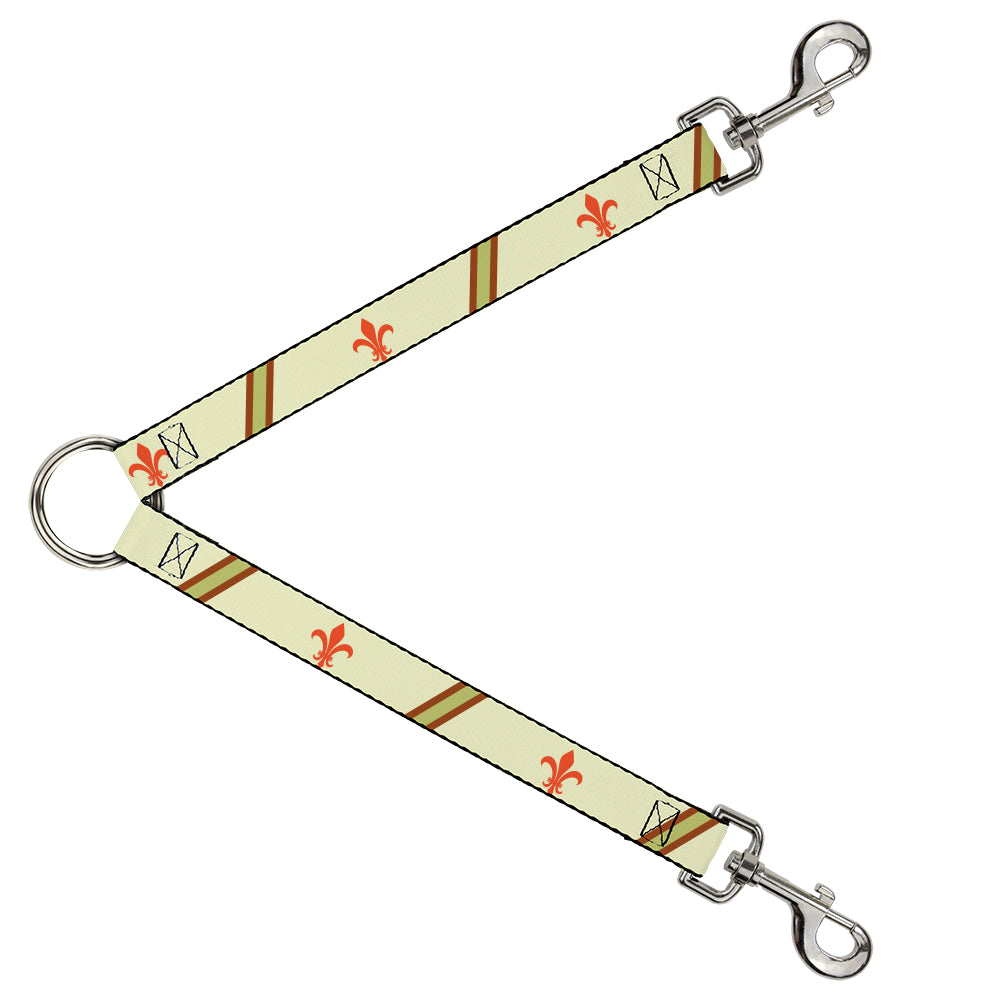 Dog Leash Splitter - Fleur-de-Lis2 Stripes Tan/Orange/Brown/Green Dog Leash Splitters Buckle-Down   