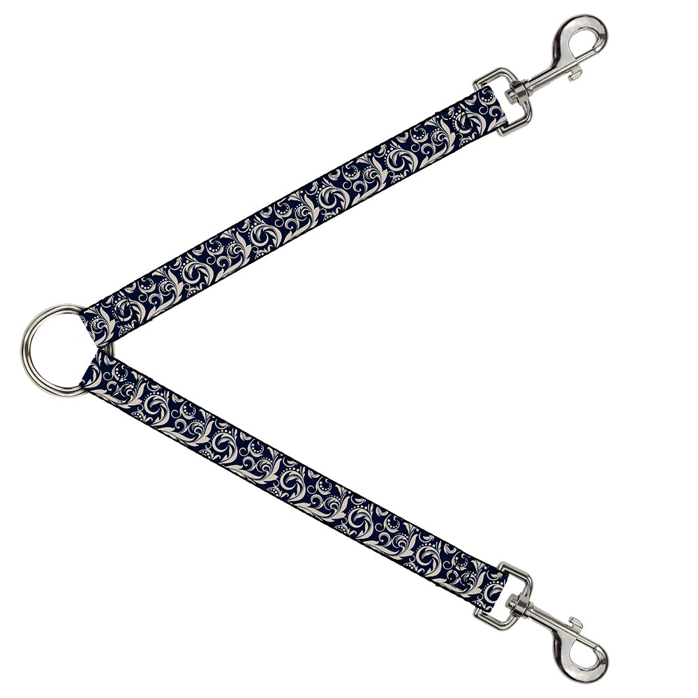 Dog Leash Splitter - Filigree Navy/Khaki Dog Leash Splitters Buckle-Down   