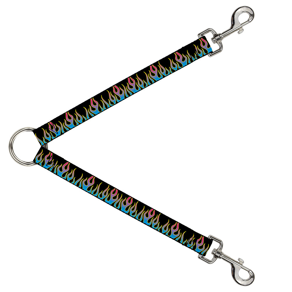 Dog Leash Splitter - Flames Black/Blue/Pink Dog Leash Splitters Buckle-Down   