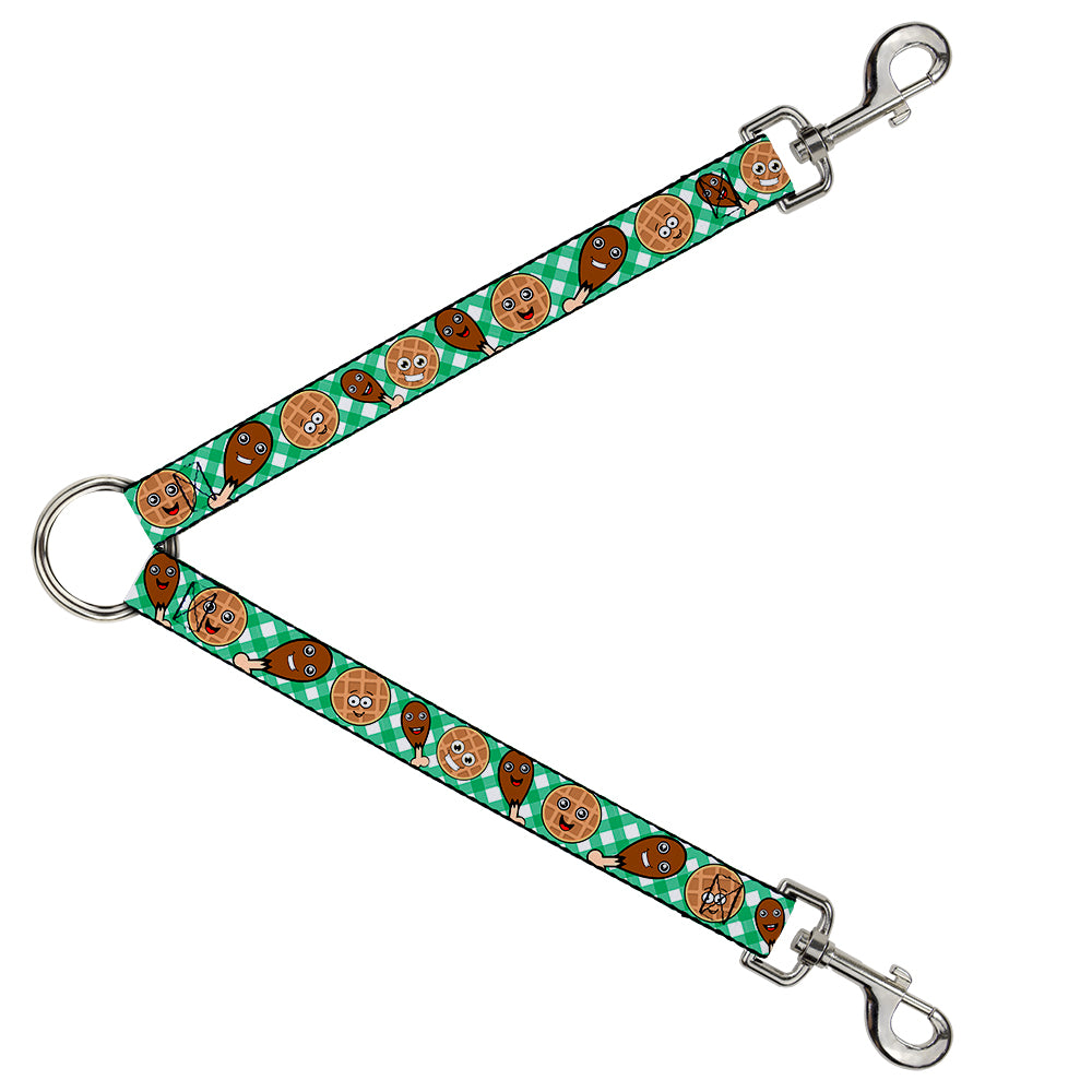 Dog Leash Splitter - Fried Chicken & Waffles Plaid White/Green Dog Leash Splitters Buckle-Down   