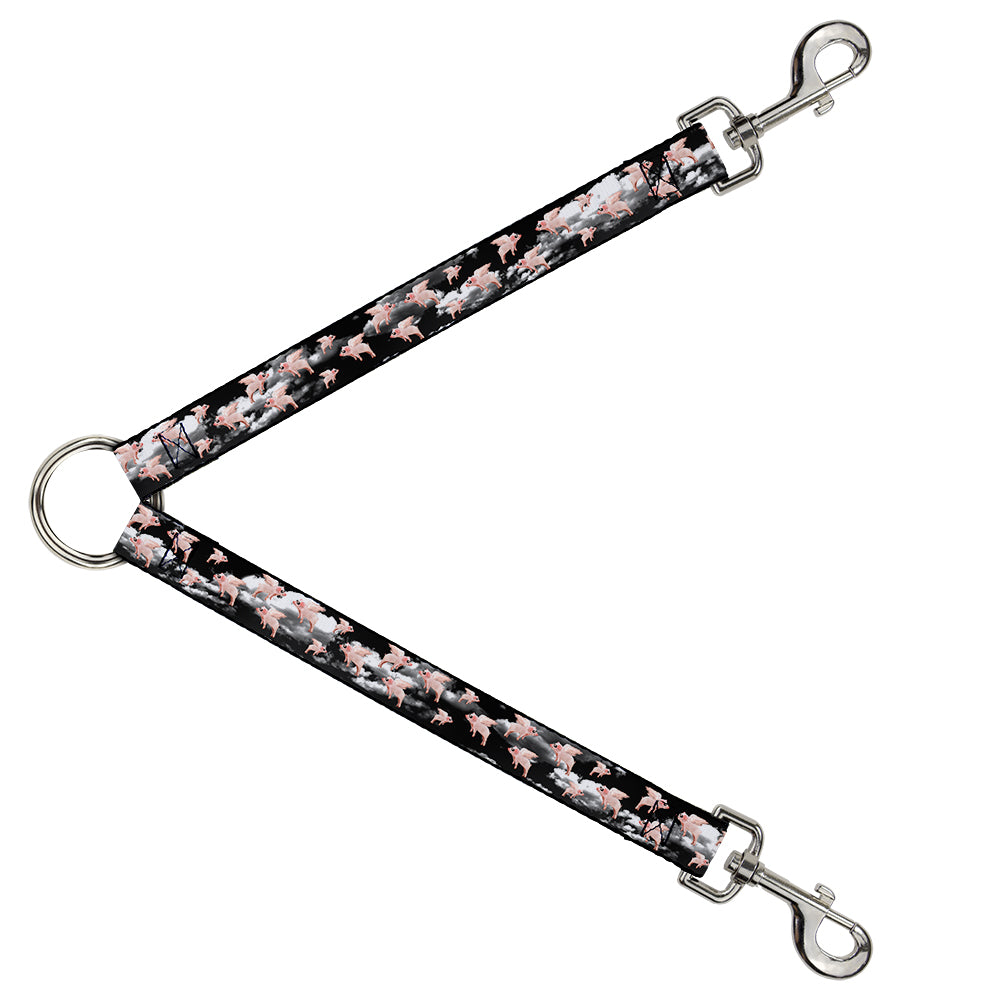 Dog Leash Splitter - Flying Pigs Black/White/Pink Dog Leash Splitters Buckle-Down   