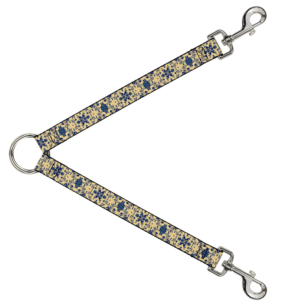 Dog Leash Splitter - Floral Collage Tan/Blue Dog Leash Splitters Buckle-Down   