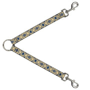 Dog Leash Splitter - Floral Collage Tan/Blue Dog Leash Splitters Buckle-Down   