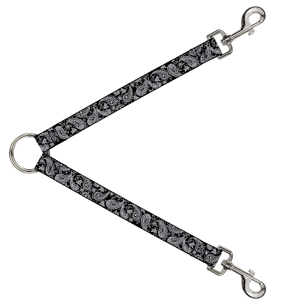 Dog Leash Splitter - Floral Paisley Black/White Dog Leash Splitters Buckle-Down   