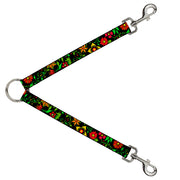 Dog Leash Splitter - Floral Collage2 Black/Red/Orange/Green Dog Leash Splitters Buckle-Down   