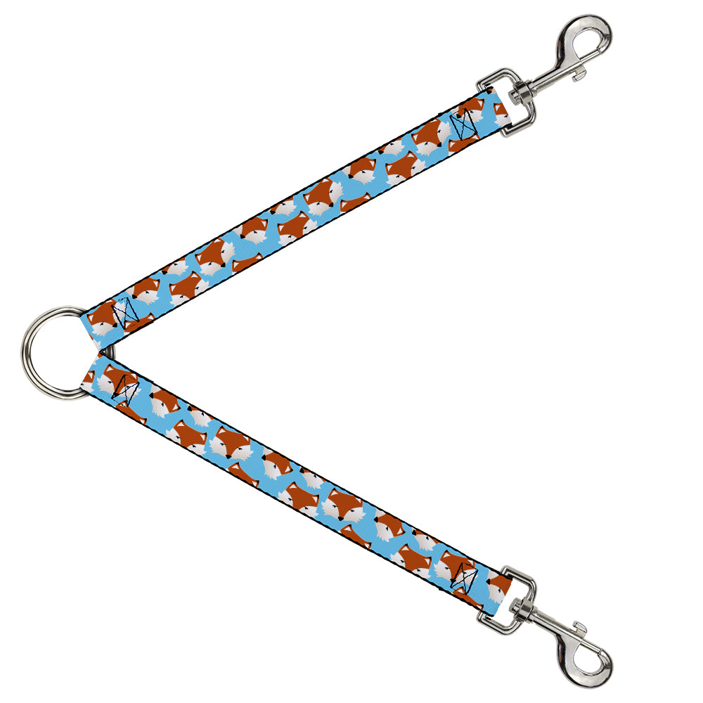 Dog Leash Splitter - Fox Face Scattered Sky Blue Dog Leash Splitters Buckle-Down   