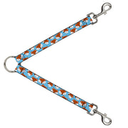 Dog Leash Splitter - Fox Face Scattered Sky Blue Dog Leash Splitters Buckle-Down   