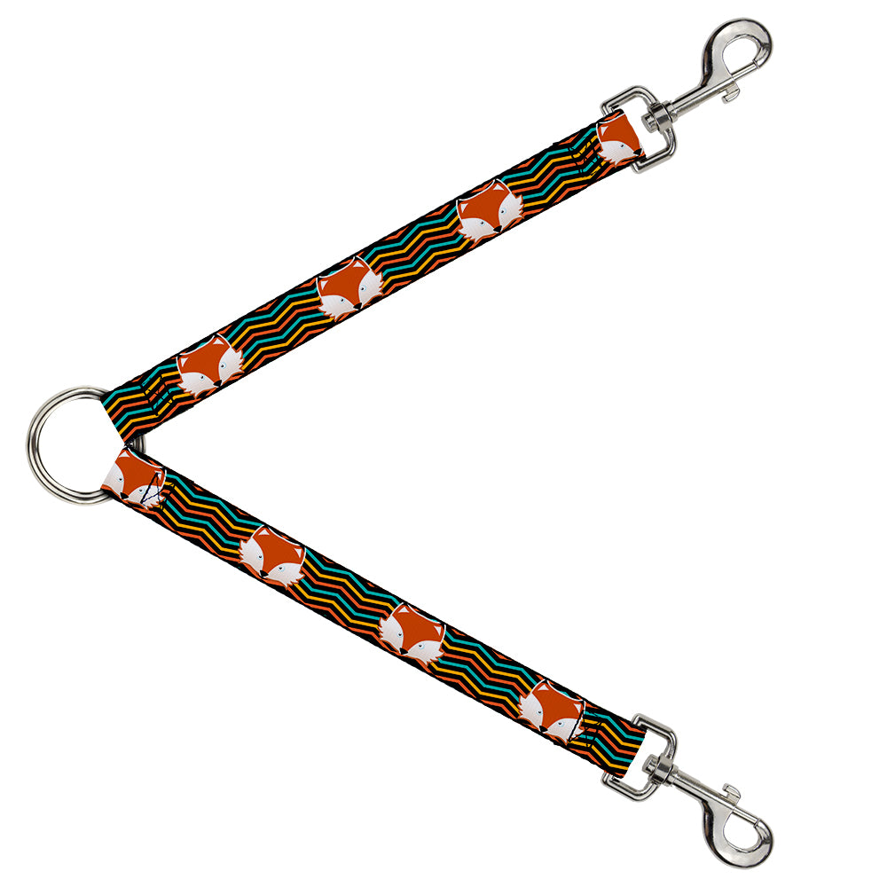 Dog Leash Splitter - Fox Face/Stripes Black/Multi Color Dog Leash Splitters Buckle-Down   