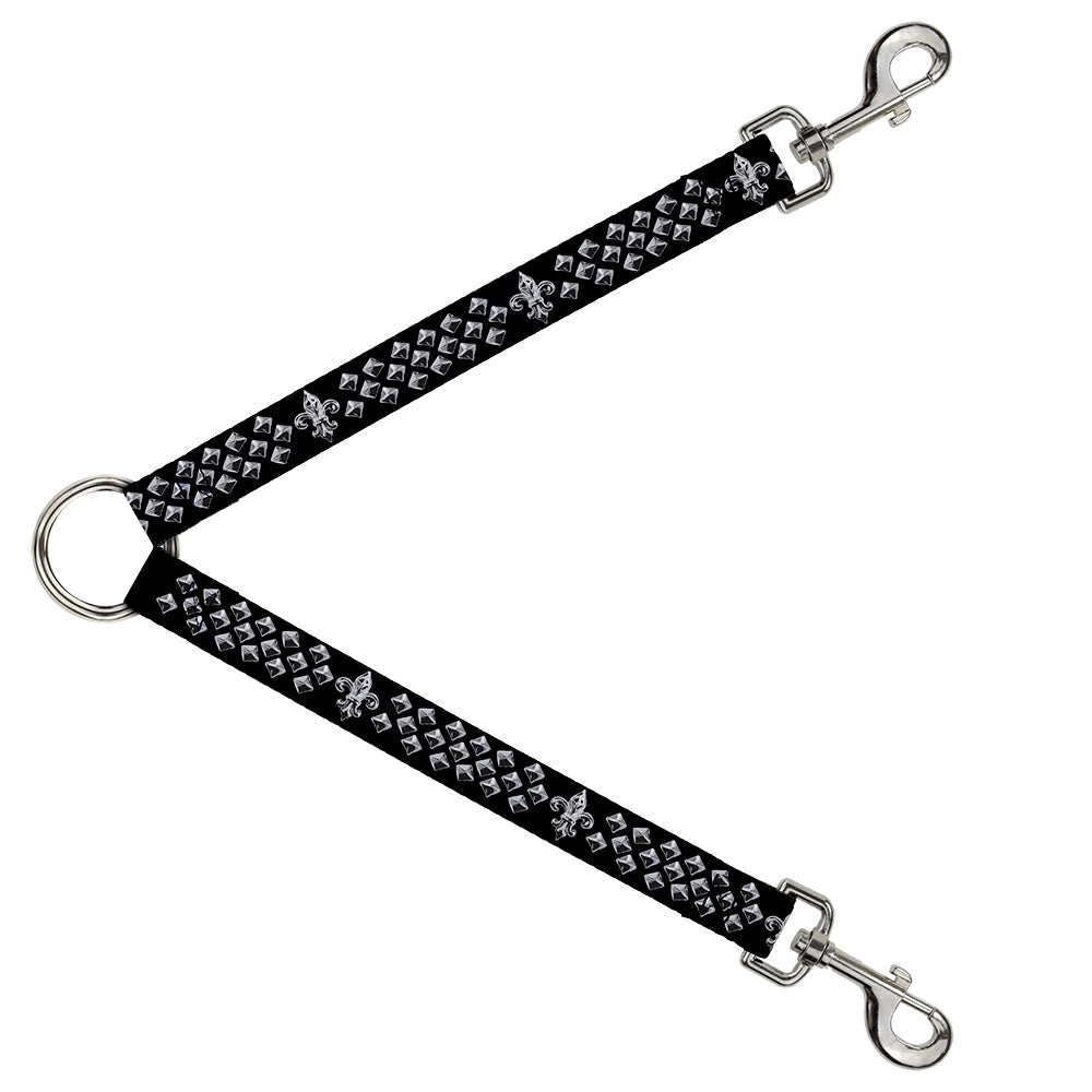 Dog Leash Splitter - Fleur-de-Lis/Studs Black/Grays Dog Leash Splitters Buckle-Down   