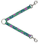 Dog Leash Splitter - Floral Burst Turquoise/Blues/Pinks/Yellow/Green Dog Leash Splitters Buckle-Down   