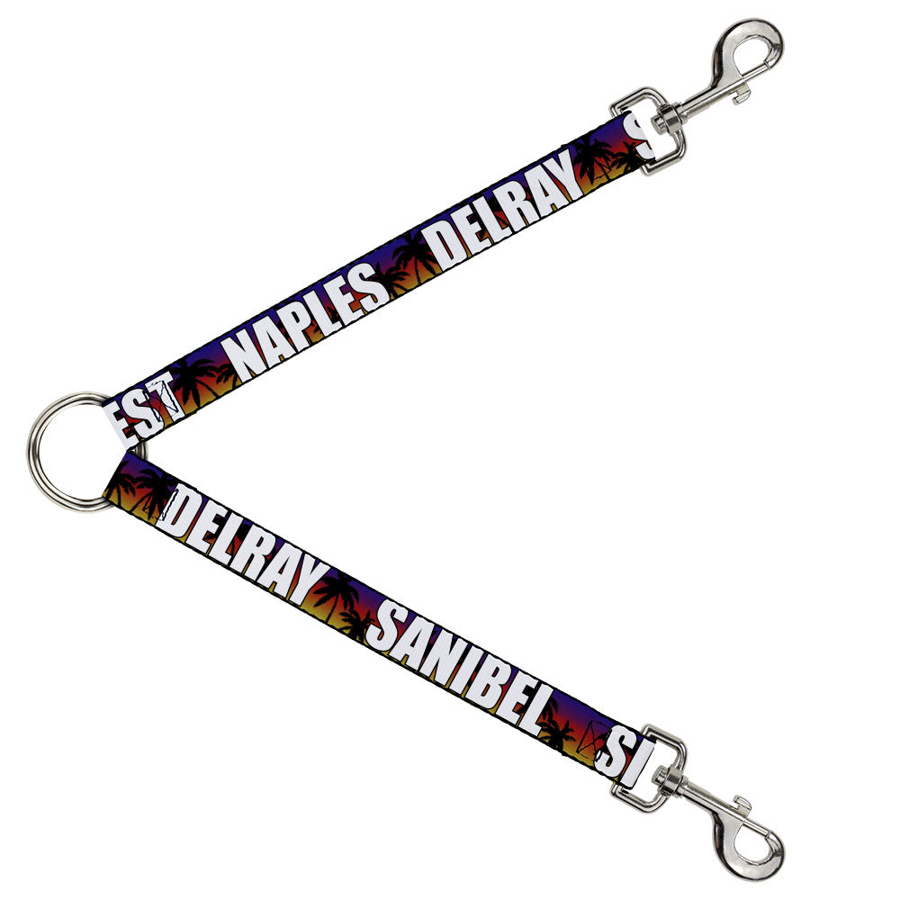Dog Leash Splitter - Florida Cities Palm Tree Sunset/White Dog Leash Splitters Buckle-Down   