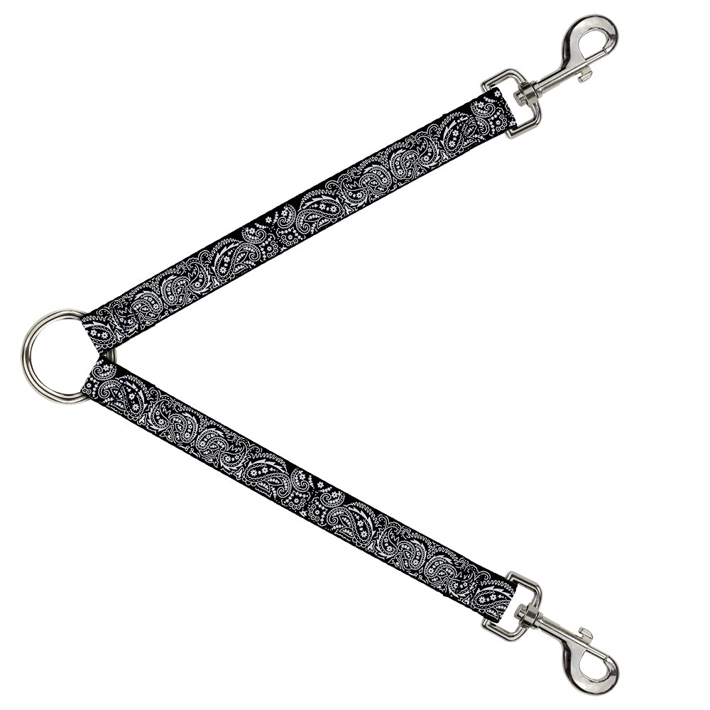 Dog Leash Splitter - Floral Paisley2 Black/White Dog Leash Splitters Buckle-Down   