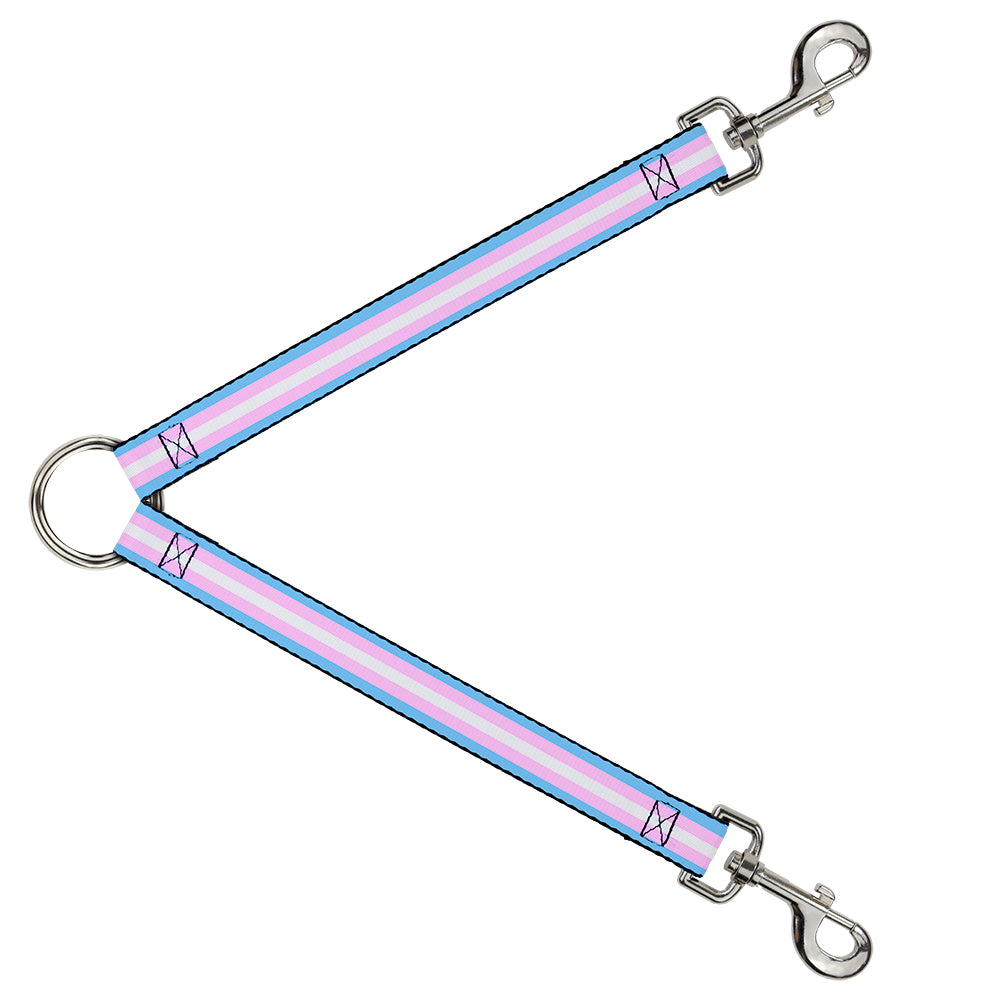 Dog Leash Splitter - Flag Transgender Baby Blue/Baby Pink/White Dog Leash Splitters Buckle-Down   