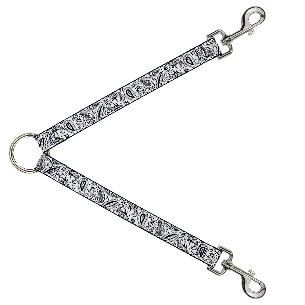 Dog Leash Splitter - Floral Paisley3 White/Black Dog Leash Splitters Buckle-Down   