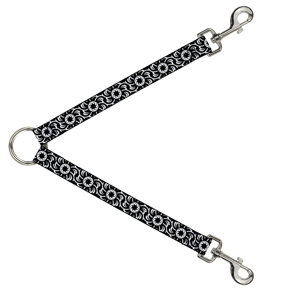 Dog Leash Splitter - Floral Pinwheel Black/White Dog Leash Splitters Buckle-Down   
