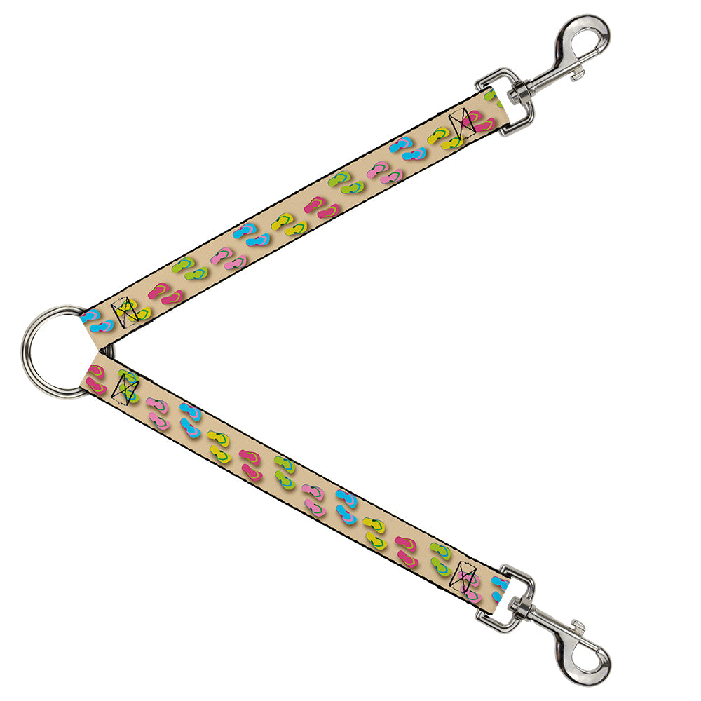 Dog Leash Splitter - Flip Flops3 Sand/Multi Color Dog Leash Splitters Buckle-Down   