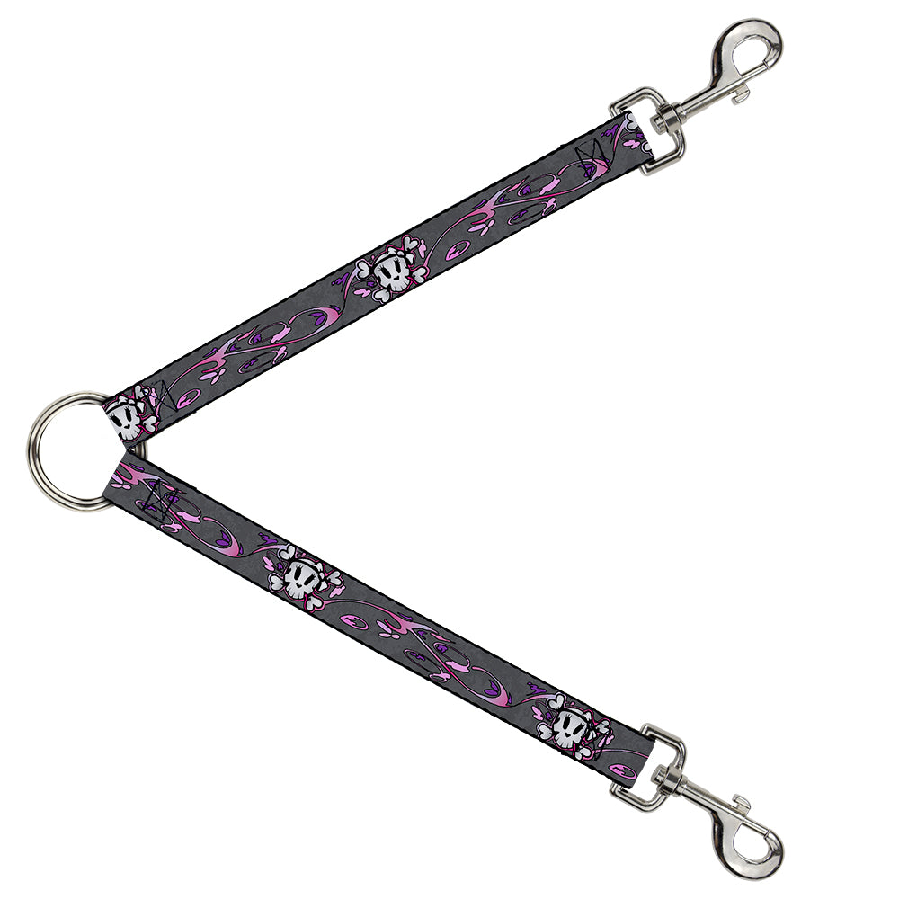 Dog Leash Splitter - Girlie Skull Gray Dog Leash Splitters Buckle-Down   