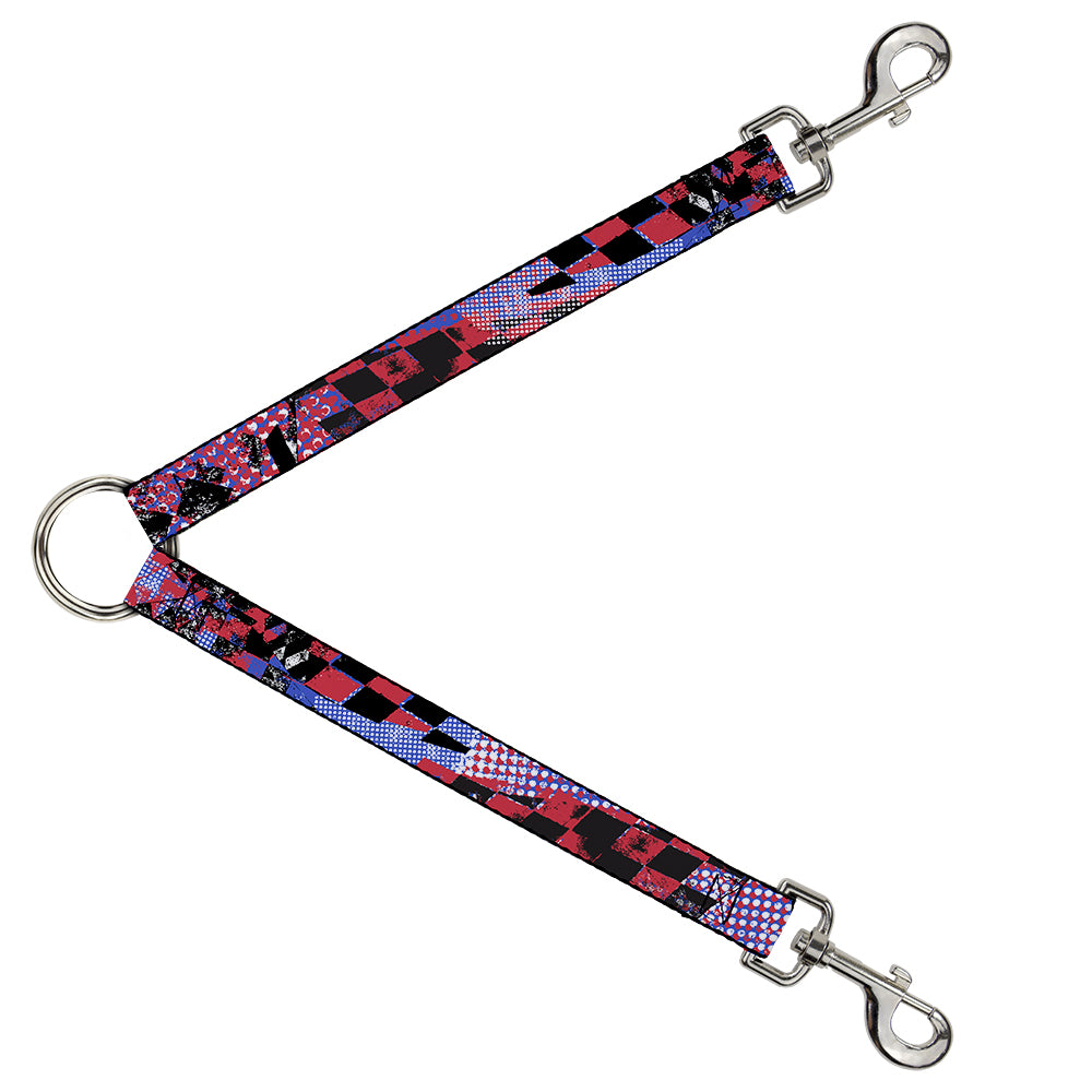 Dog Leash Splitter - Grunge Checker Flag Blue/Red Dog Leash Splitters Buckle-Down   