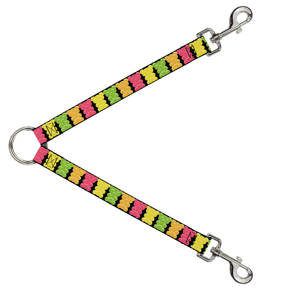 Dog Leash Splitter - Gummy Bears Cartoon Black/Red/Yellow/Green Dog Leash Splitters Buckle-Down   